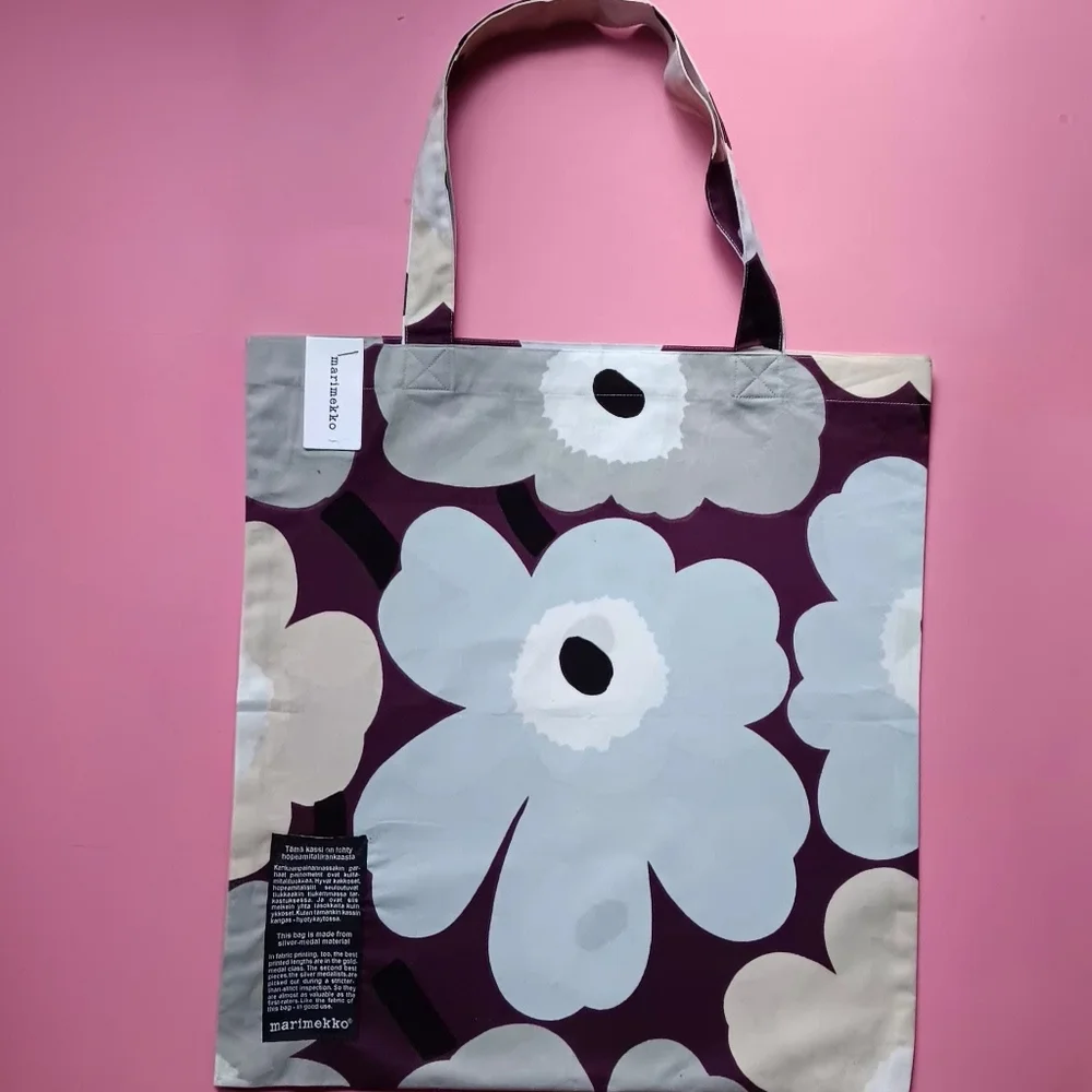 NWT Marimekko Silver Medal "Unikko" Cotton Tote Shopping Bag - Picture 3 of 6